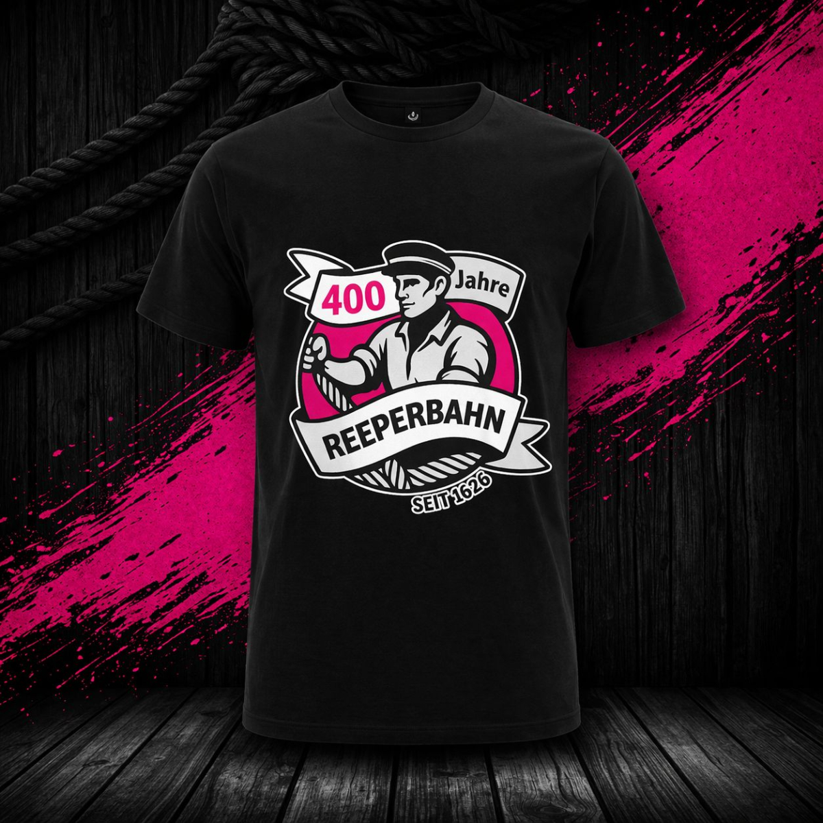 T-Shirt - 400 Jahre Reeperbahn - Schwarz